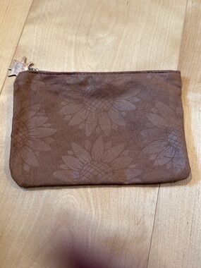 ipsy Brown Floral Zip Cosmetic Pouch